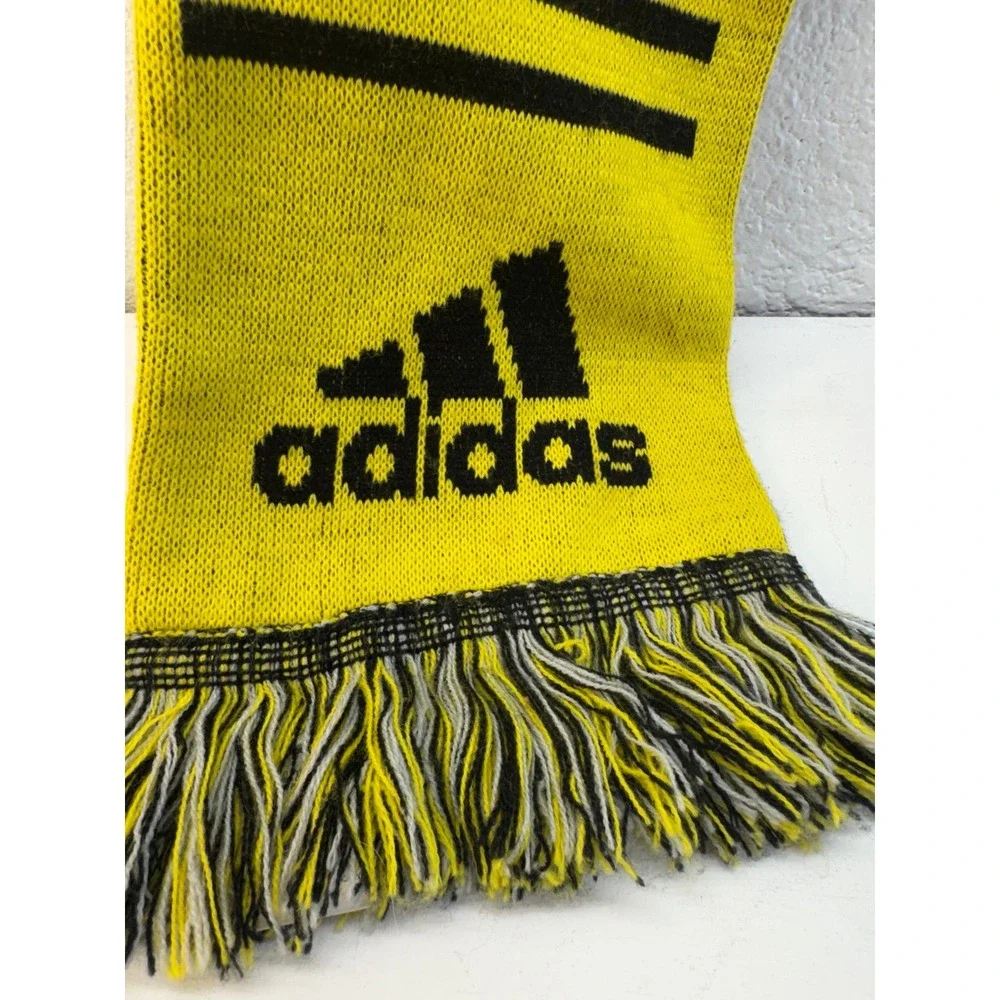 Adidas Columbus Crew MLS Soccer Scarf Black Yellow Knit Fringed Fan Scarf
